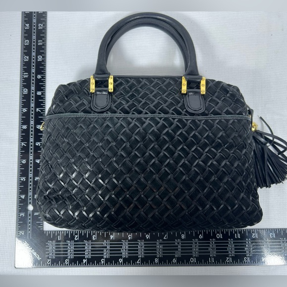Vintage Bally Black Woven Leather Satchel with Tassel – Made in Italy - Picture 14 of 15